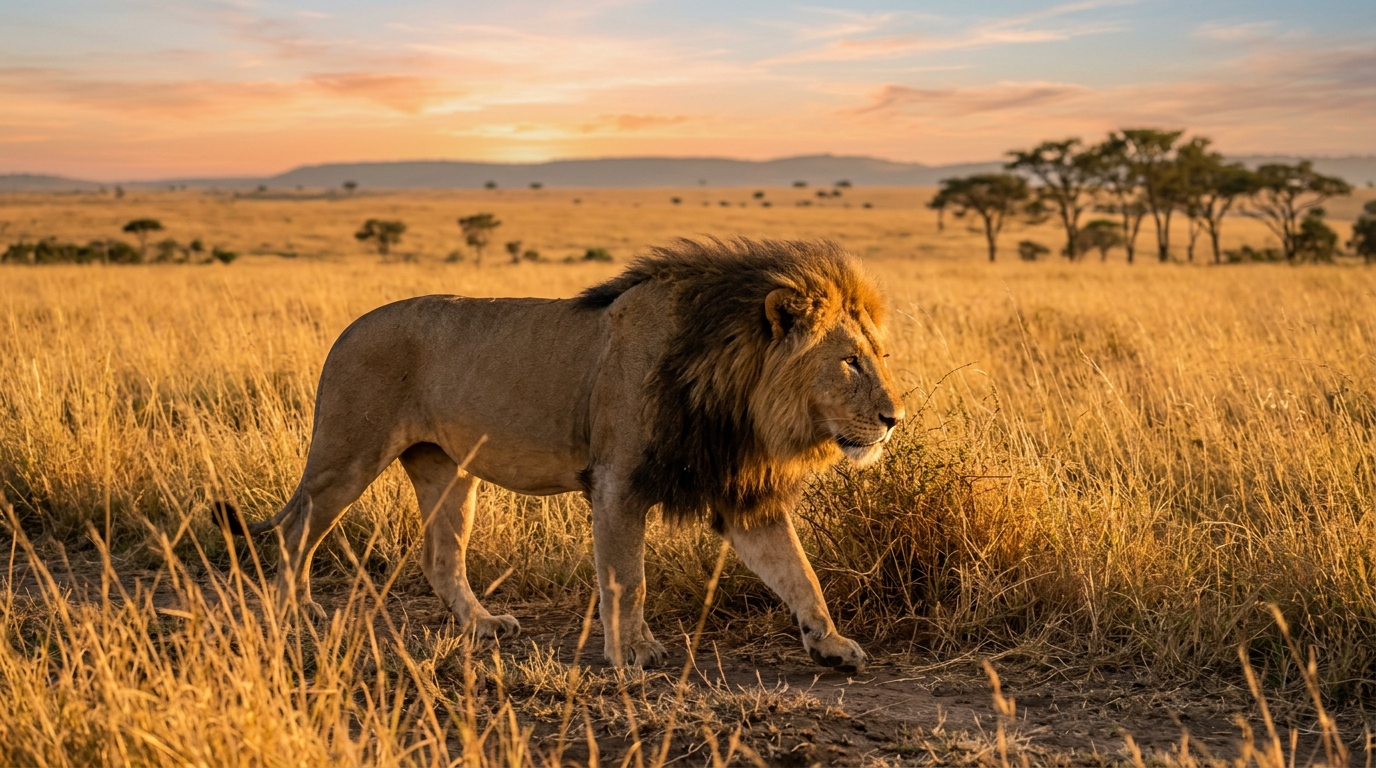 African Lion Tracking Safari Tanzania