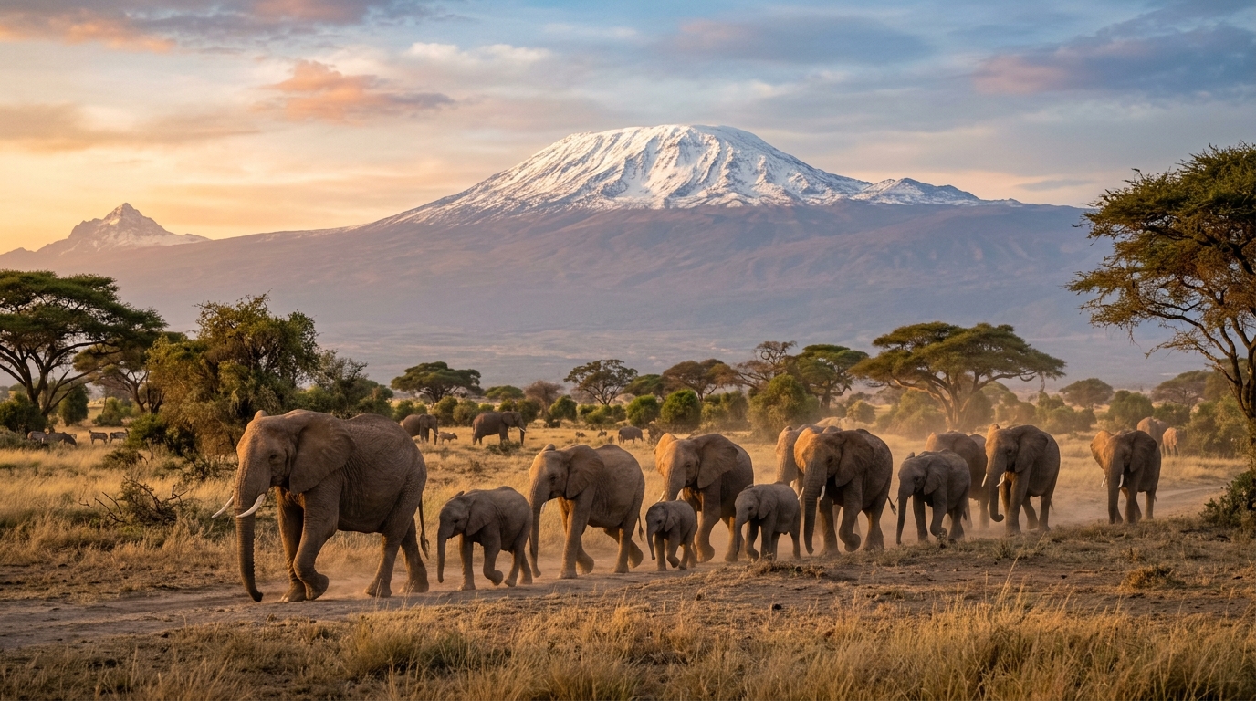 Elephants Mount Kilimanjaro Tanzania