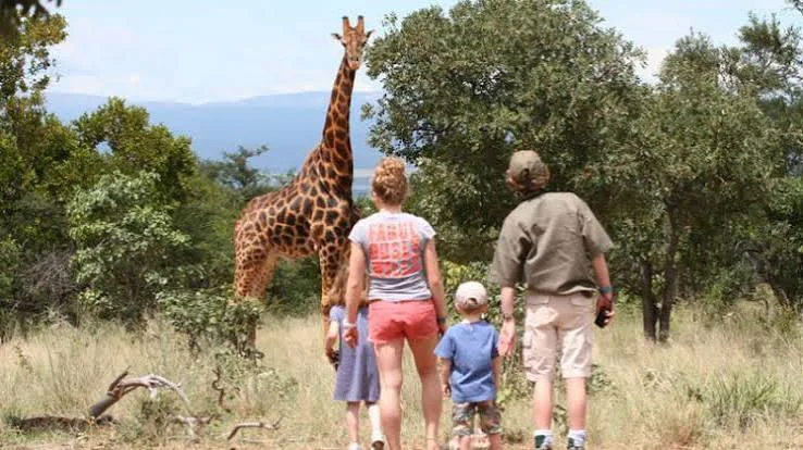 Family on Safari with Guide in Tanzania